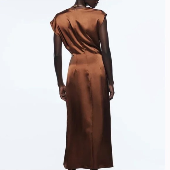 Zara | Brown Silk Zara Dress - Picture 2 of 8